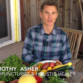 Tim with fresh summer produce